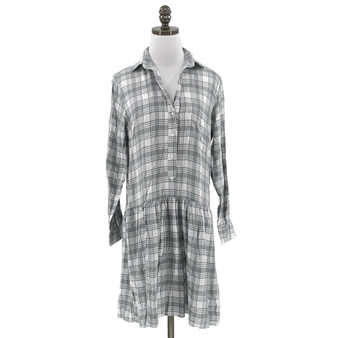 Frank & Eileen For Grayson Gray Plaid Flannel Shirt Dress Changemaker Sz 1